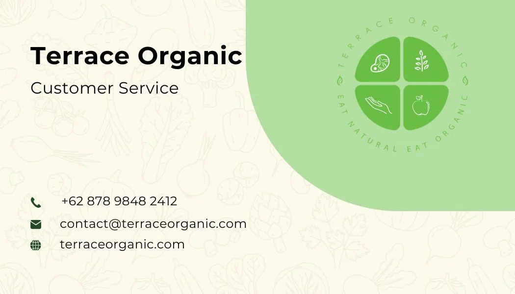 Terrace Organic Customer Service Contact Card